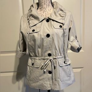 ANN TAYLOR LOFT, SAFARI STYLE, KHAKI TWILL TOP Size Small